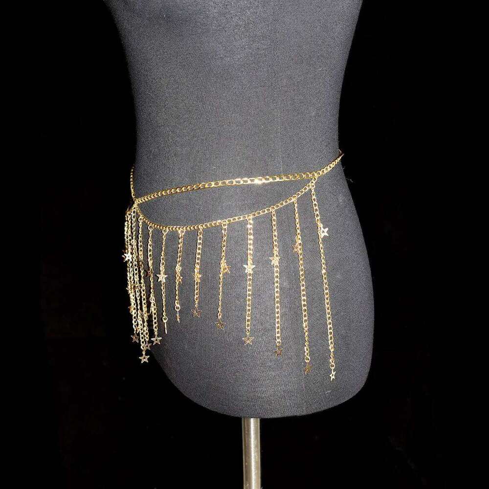 Festival Women's Metal Body Jewelry Sexy Fashion Belly Tzitzit Stars Waist Chain Birthday Party Daily Wear Accessories H260228