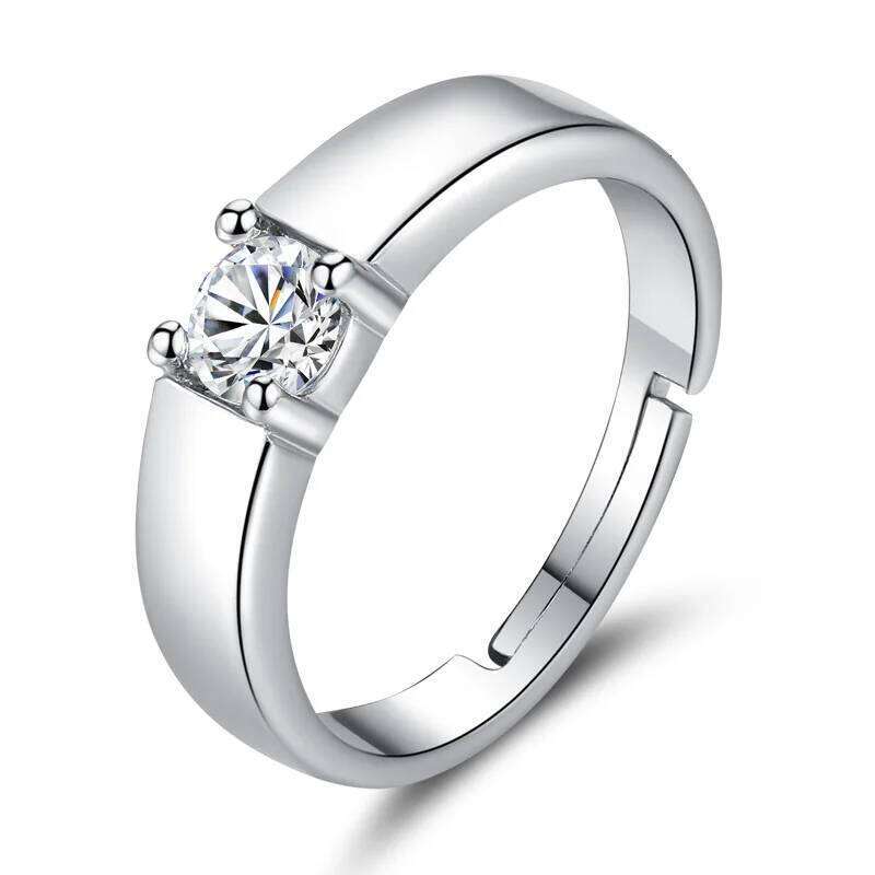 S925 Zircon for Men Women Korean Four Claw Sterling Silver Jewelry Simple Couple Open Ring H260228