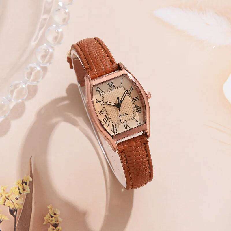 Fashion Tonneau-shaped Women Quartz es Elegant Leather Band Ladies Wrist Reloj Mujer H260228
