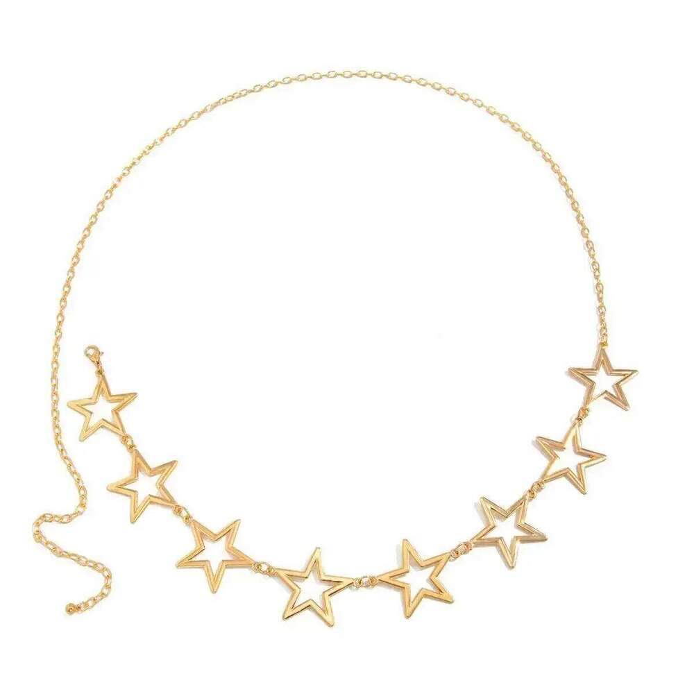 IngeSight.Z Hip Hop Punk Hollowout Pentagram Waist Women Fashion Metal Geometry Star Chain Minimalist Body Accessory H260228