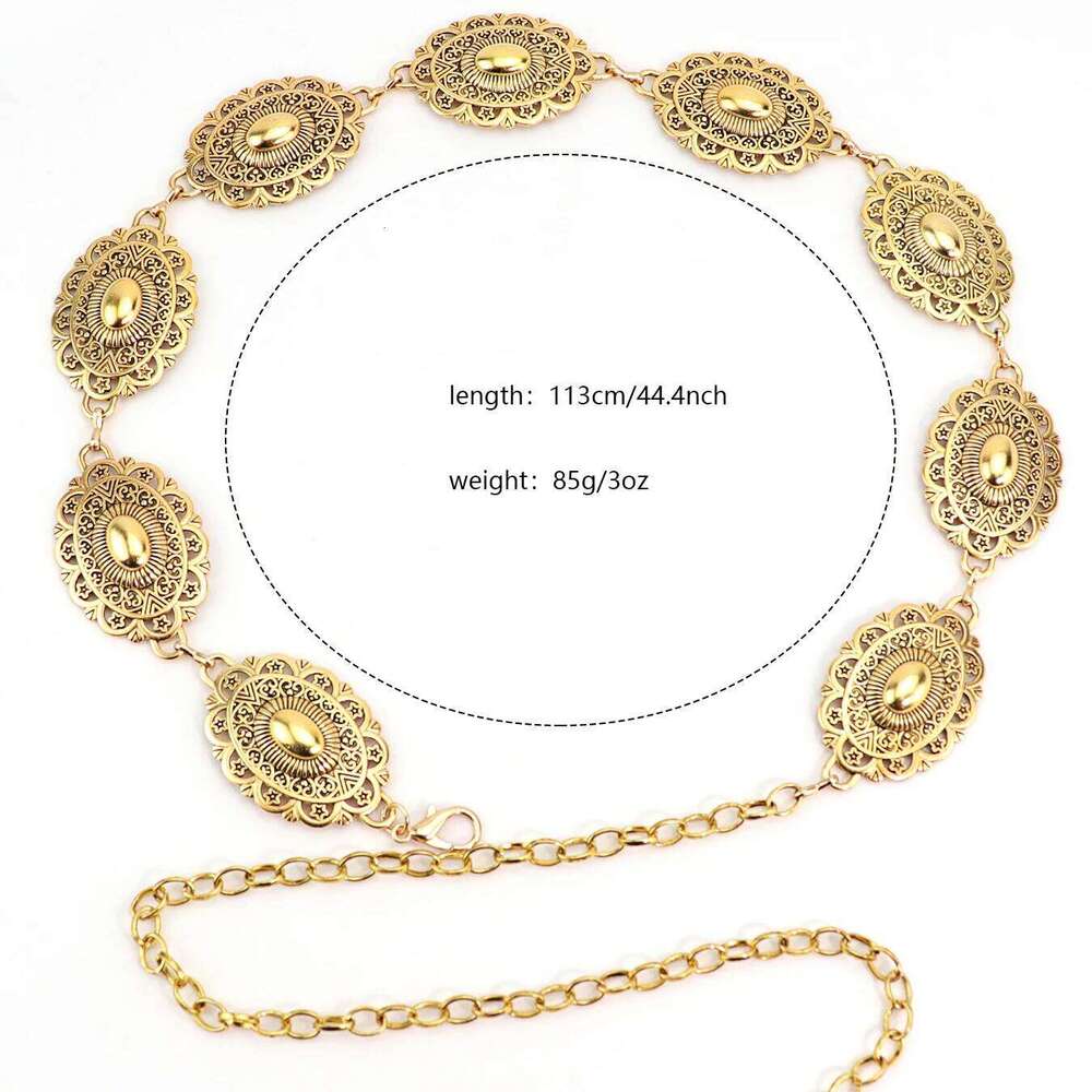 Vintage Engraved Metal Chain Versatile Elegant Women Dress Cincher Fashion Temperament Waist Accessories H260228