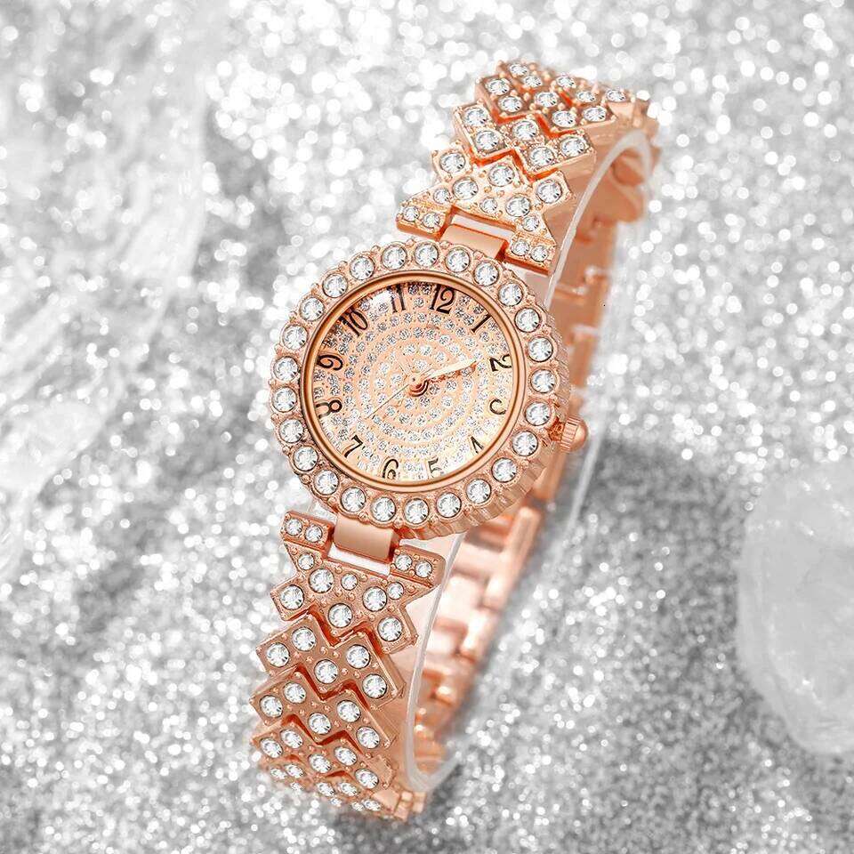 5pcs Luxury Rhinestone Women's Quartz Elegant Ladies Wrist Jewelry SetWithout Box H260228