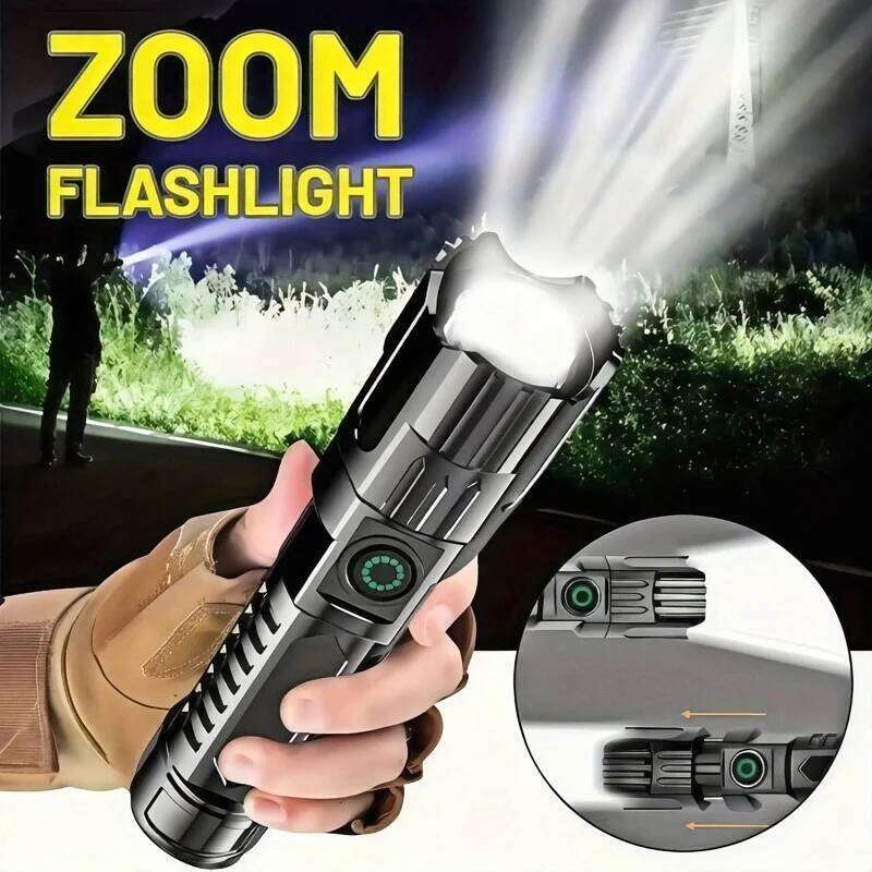 Rechargeable Zoom LED Flashlight Handheld Torch with 3 Modes Waterproof High Power Light Hand Lamp For Working Outdoor Camping Z260301