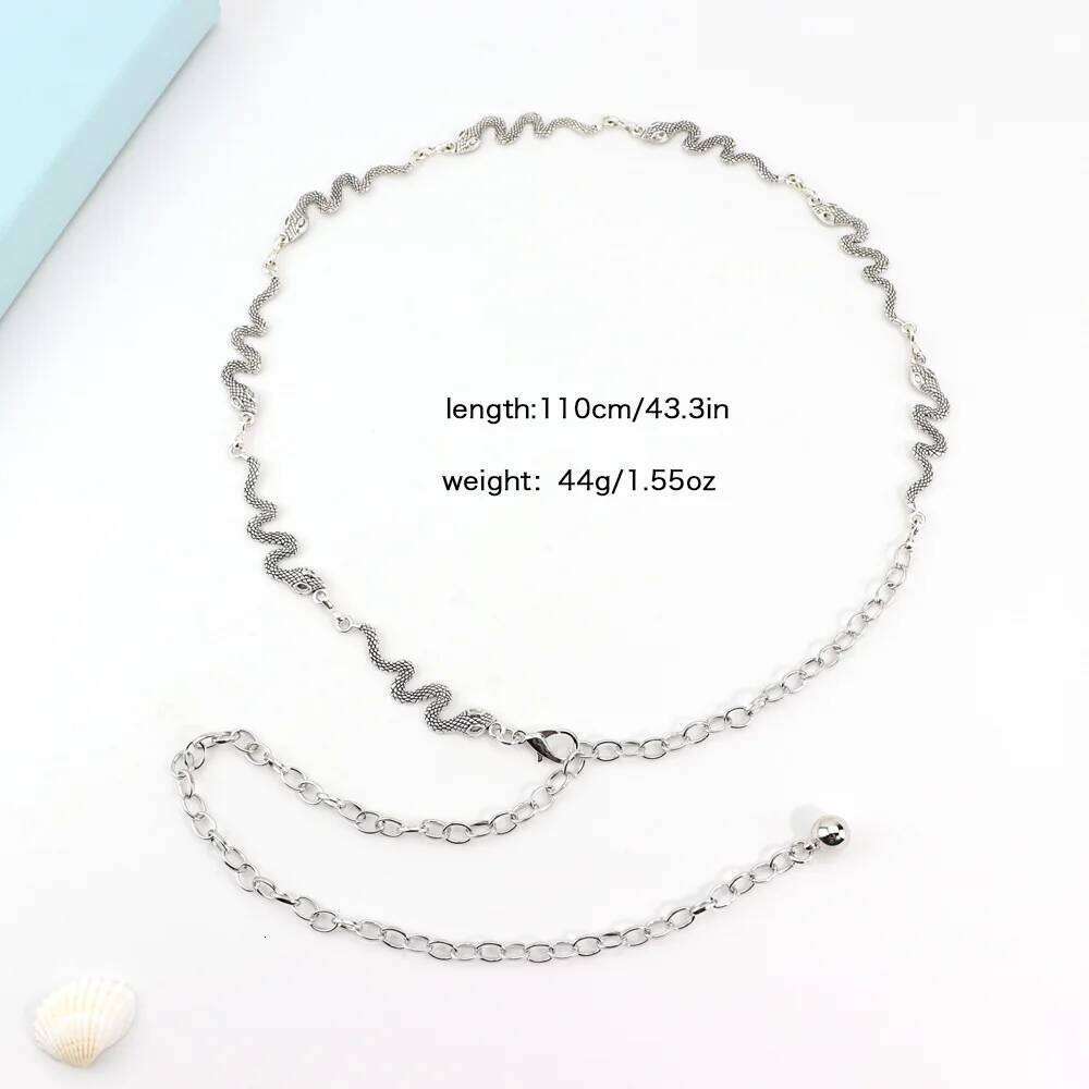 Fashion Vintage Snake Shape Waist Chain Women Girls Adjustable Body Belt Belly Jewelry Tassel Design for Dresses Jeans H260228