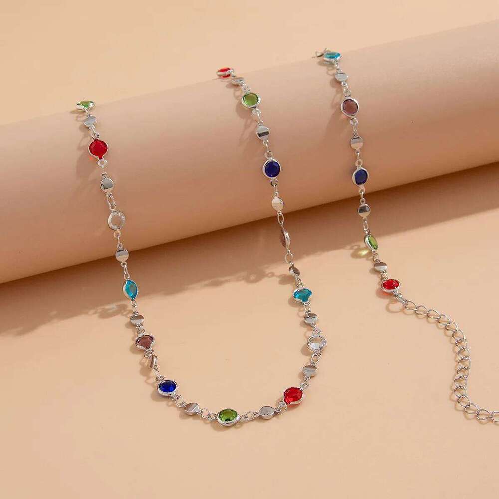 Simple Colorful Geometric Crystal Waist Belly for Women 2025 Trendy Bikini Thin Belt Chain Body Jewelry H260228