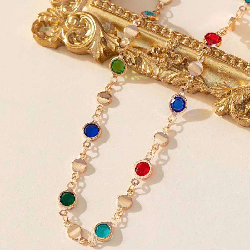 2025 Fashion Colorful Zircon Waist for Women Bohemian Gold Color Shiny Rhinestone Long Tassel Belly Chain Body Jewelry H260228
