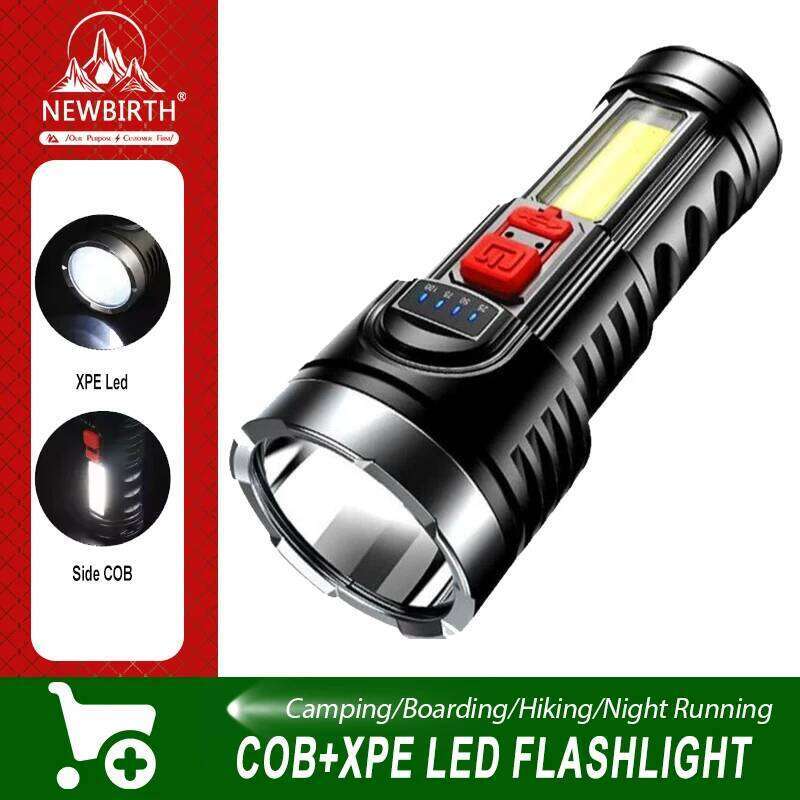 High Power Led Flashlights Rechargeable Spotlight with Side COB 3 Modes for Camping Adventure Outdoor Lighting Z260301