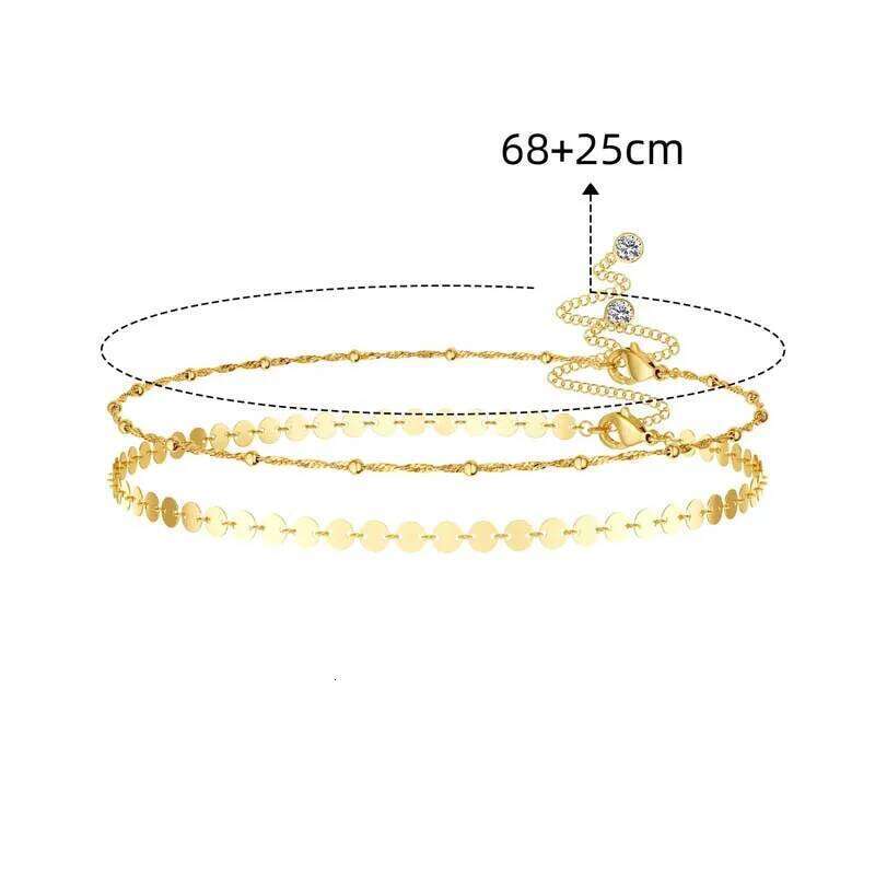 Fashion Gold Color Double Layer Beaded Waist for Women Simple Metal Round Sequin Body Chain Beach Jewelry Accessories H260228