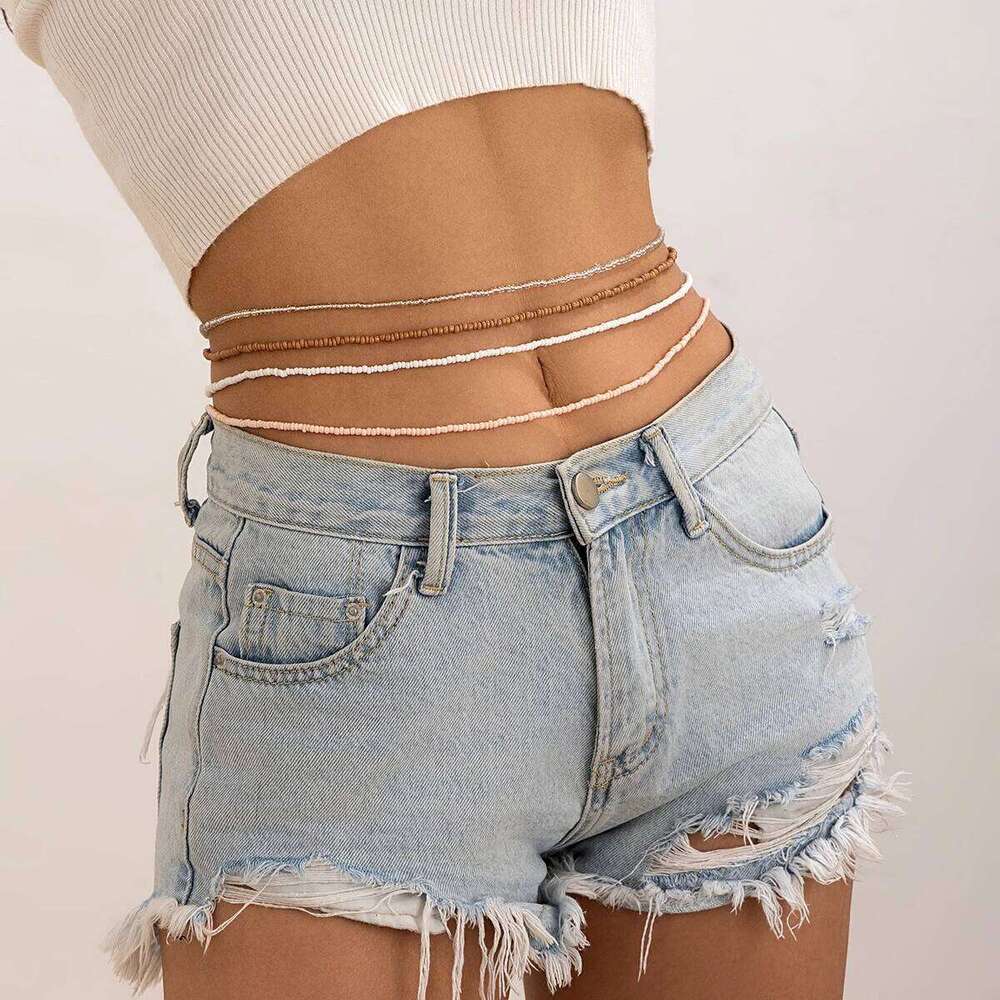 4Pcs Creative Boho Colorful Elastic Seed Beads Waist Belly Belt Chains for Women Summer Bikini Sexy Body Jewelry Y2K Accessories H260228