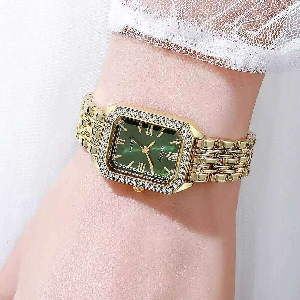 1/2/3/5PCS Fashion Rhinestone Rectangle Women es Strap Ladies Quartz Wrist Reloj MujerWithout Box H260228