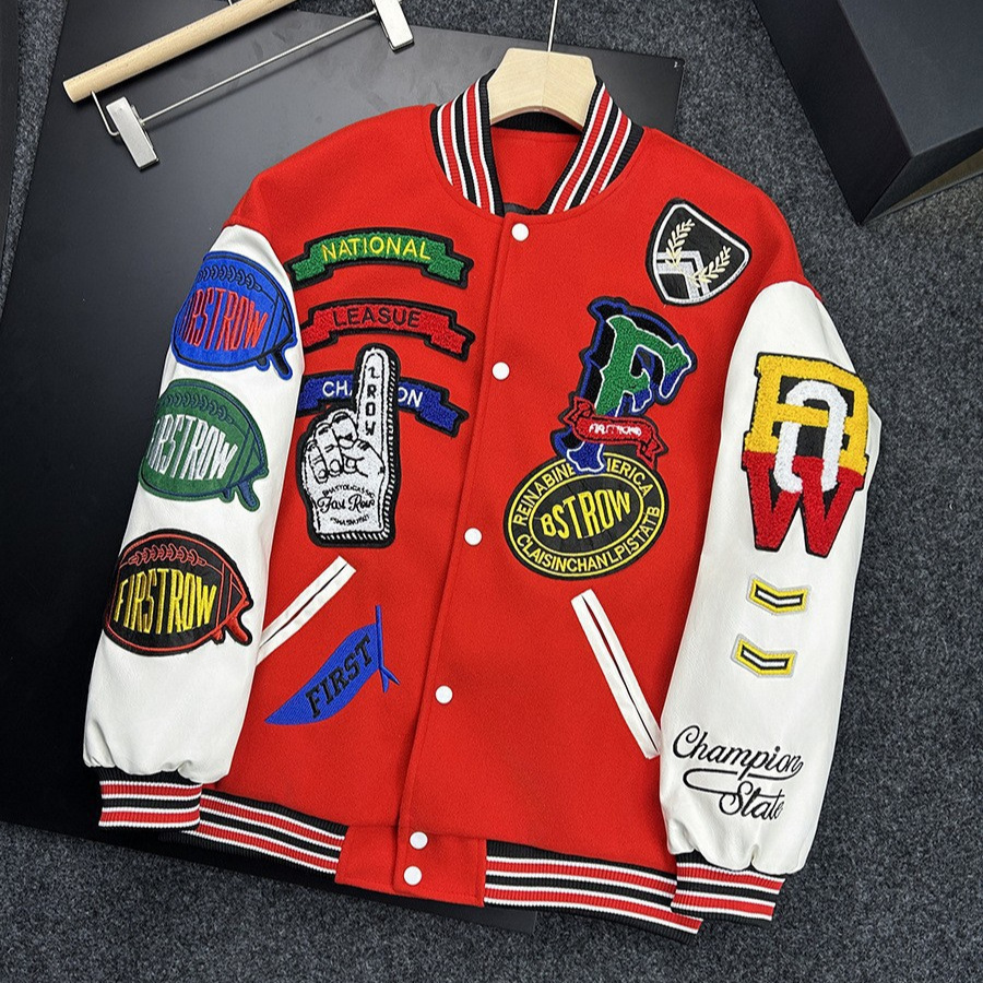 Luxury Brand Designer Clothes Patchwork Color-Block Jacket Baseball Jacket Unisex Spring Autumn American Retro Trendy Loose Coat 3D Digital Print