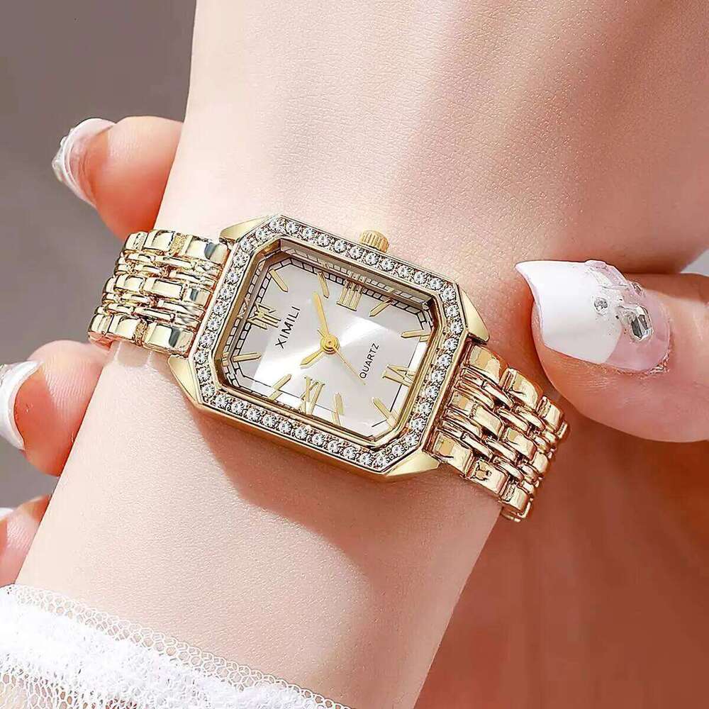 1/2/3/5PCS Fashion Rhinestone Rectangle Women es Strap Ladies Quartz Wrist Reloj MujerWithout Box H260228