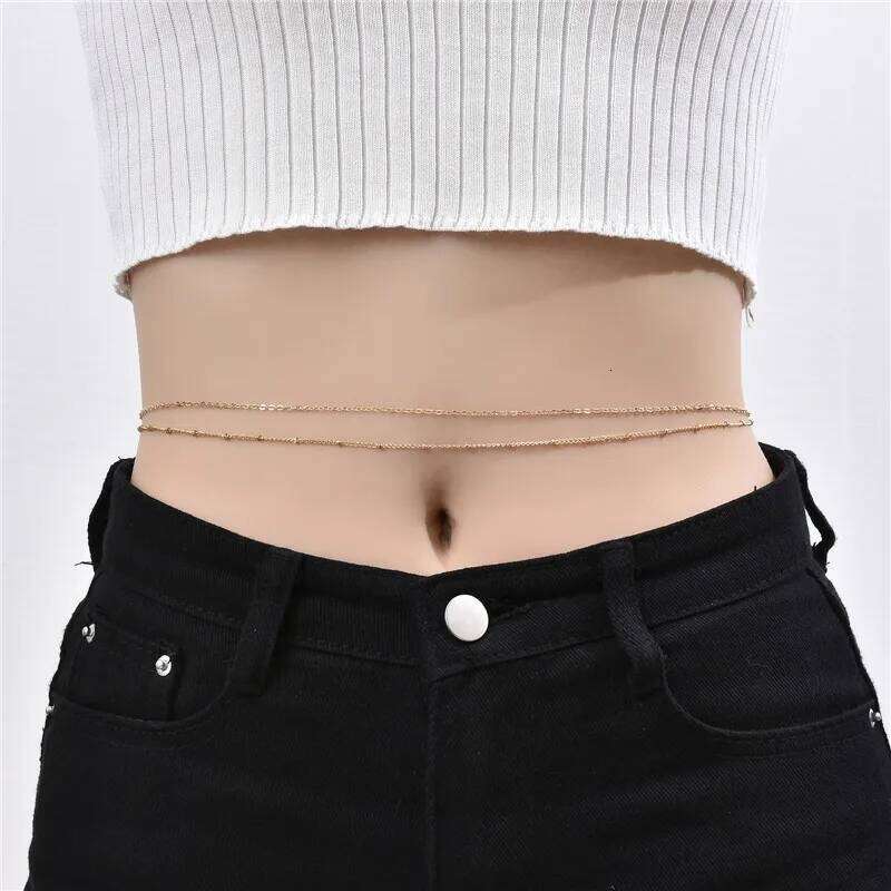 Dovzhna Double Layered Bead Chains Sexy Butterfly Beach Harness Waist Belly Body Chain Fashion Jewelry New Wholesale H260228