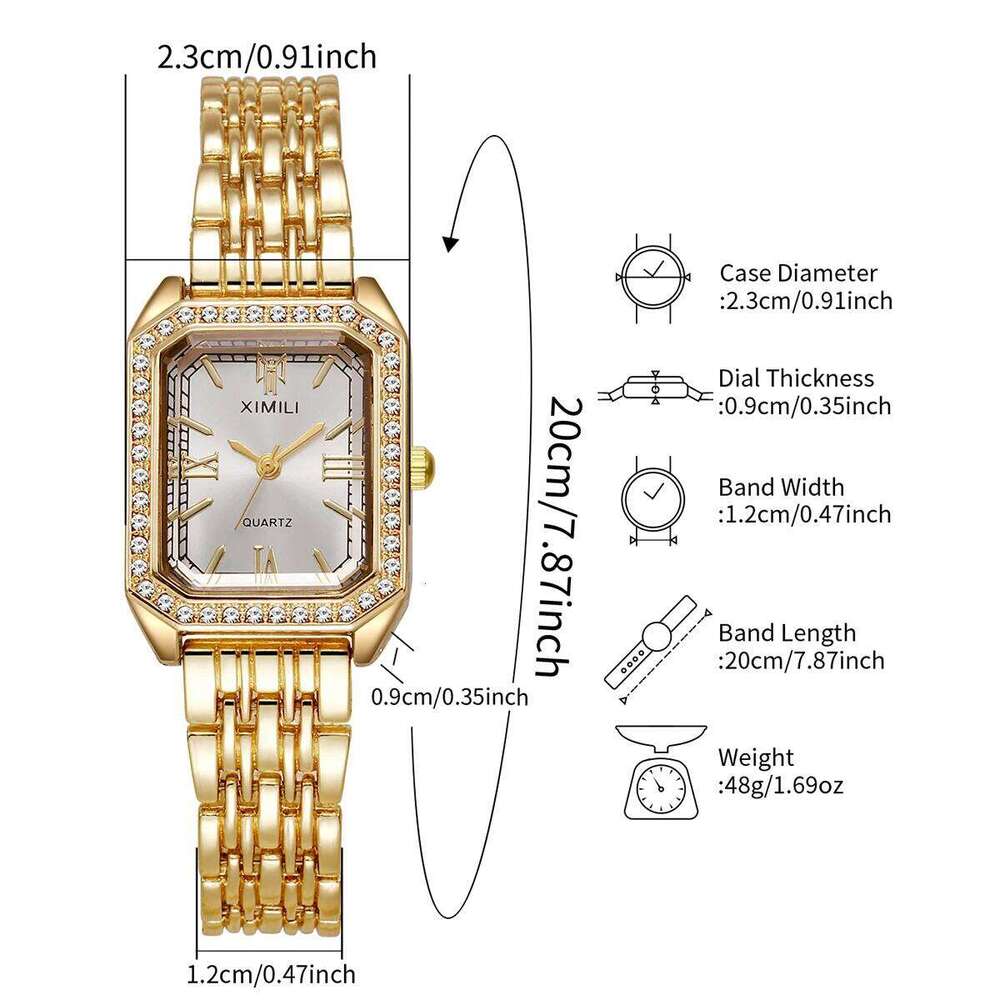 1/2/3/5PCS Fashion Rectangle Women es Set Ladies Rhinestone Quartz Strap WristWithout Box H260228