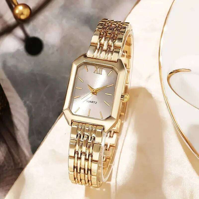 Cross border foreign trade new simple leisure fashion scale square alloy steel strip for women quartz H260228