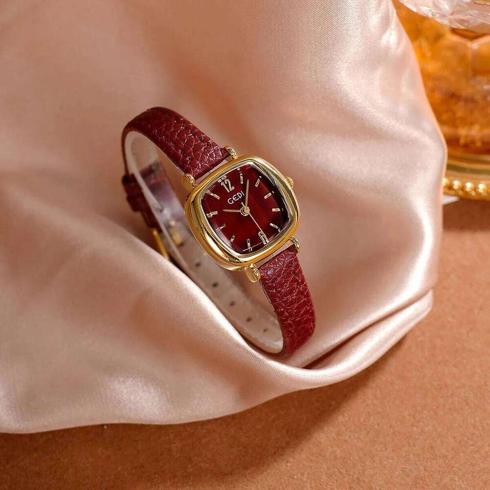 Ladies Simple Ankola Red Student Small Exquisite High End waterproof Women's Fashion Quartz Clock Wristes gift H260228
