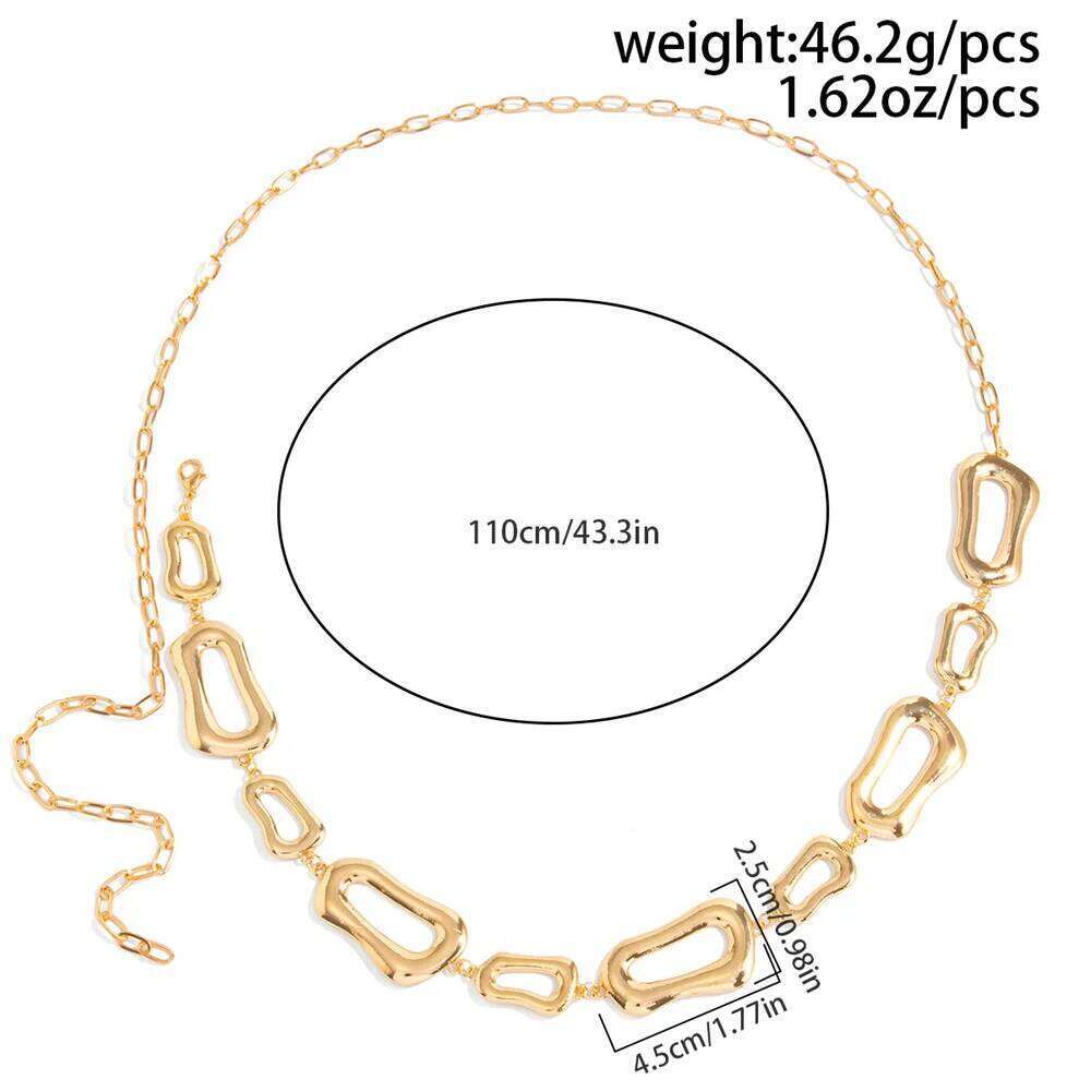 Vintage Punk Irregular Geometry Metal Waist Chain for Women Sexy Gothic Hip Hop Dress Jeans Waistband Long Fashion Jewelry H260228