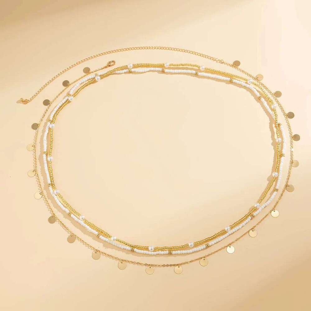 Boho Round Sequin Tassel Pendant Waist 2025 Multi Layer Sweet Imitation Pearl Woven Body Chain Girls Fashion Jewelry H260228
