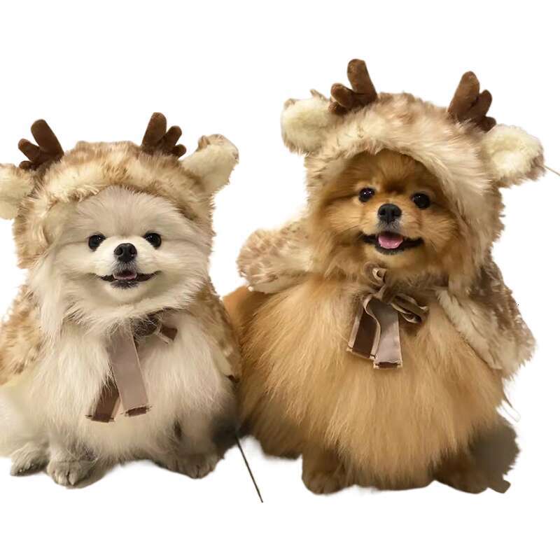 Famous brand Wholesale Christmas Pet Costumes Reindeer Cape Dog Clothes Cat Transformation Outfit Hat Accessories Supplies pupakaIK