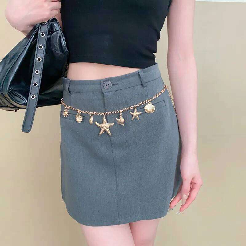 Fashion Charm Gold Color Sea Starfish Waist Belly For Women Sexy Summer Beach Body Chain Jewelry Accessories H260228