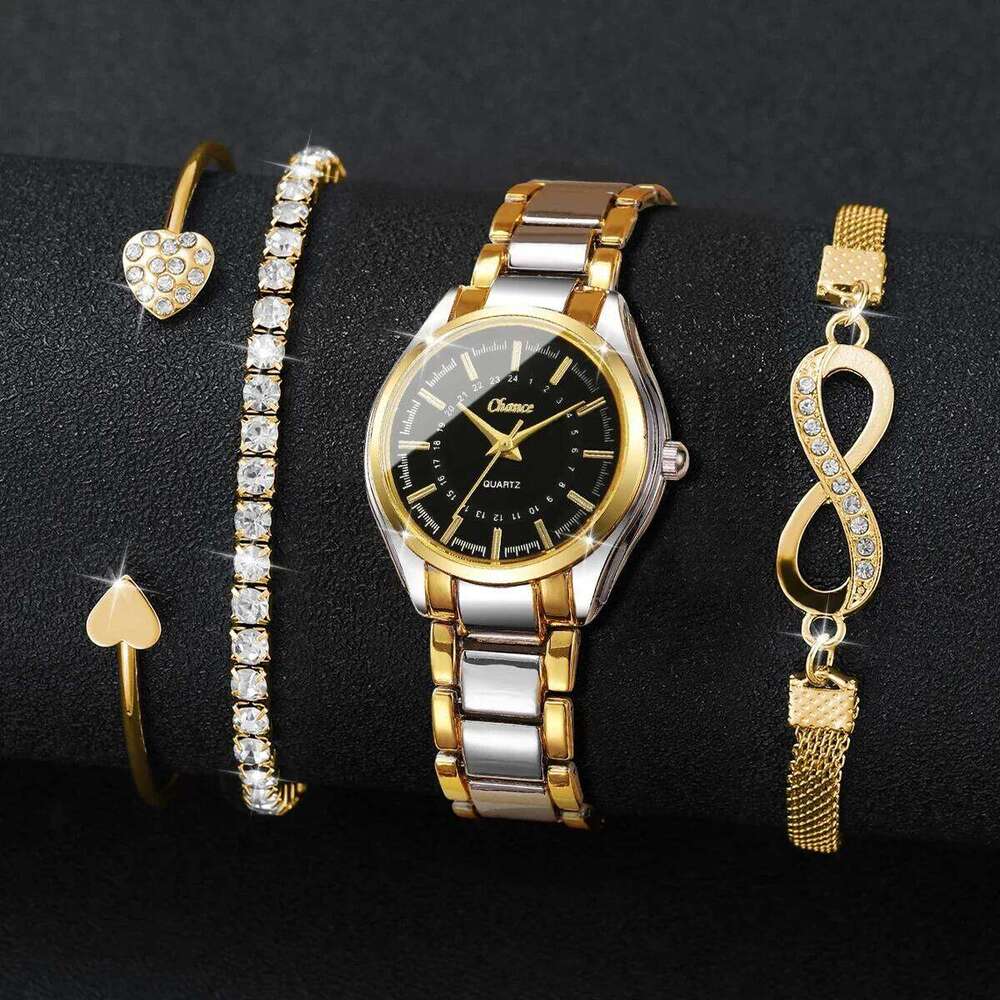 4PCS Elegant Women es s Set Ladies Analog Quartz Wrist Reloj MujerWithout Box H260228