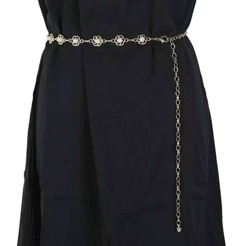 Fashion Metal Pearl Waist for Women Exquisite Gold Color Geometric Hollow Flower Belly Chain Dress Jewelry Gifts H260228