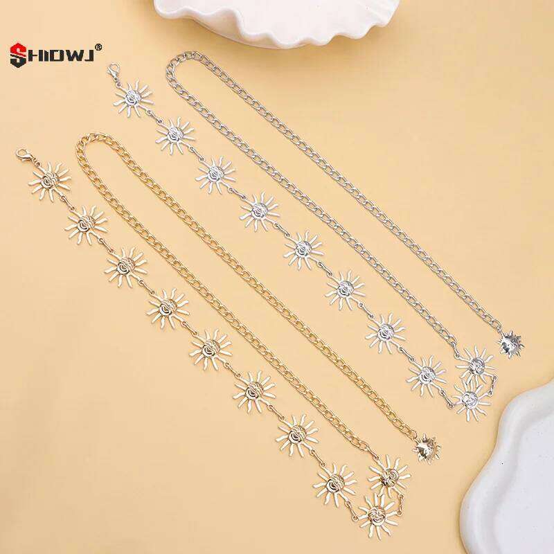 Vintage Smiling Sun Adjustable Belt Y2K Metal Belly Waist Chain for Women Girls Hip Hop Dress Skirt Waistband Body Chains Gifts H260228