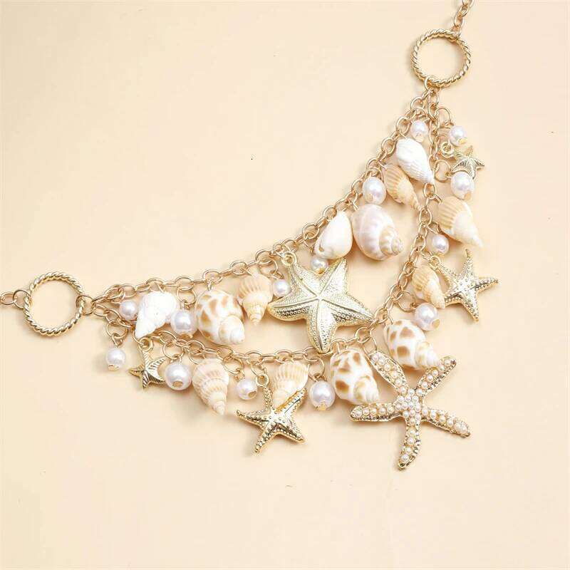 Boho Starfish Conch Shell Pendant for Women Sexy Trendy Pearl Beaded Waist Link Bikini Belly Chain Girl Body Jewelry H260228
