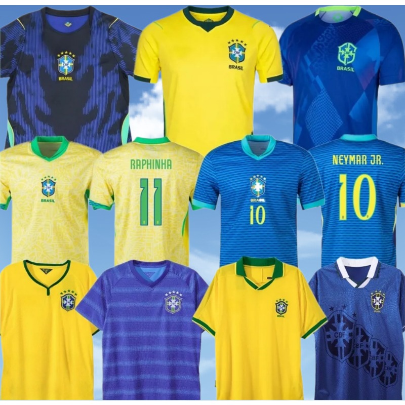 2026 Brazil soccer jerseys MARCELO PAQUETA RAPHINHA NEYMAR JR COUTINHO FIRMINO JESUS VINI JR 26 27 brasil kids kit Men women 2004 2014 home Sports football shirt