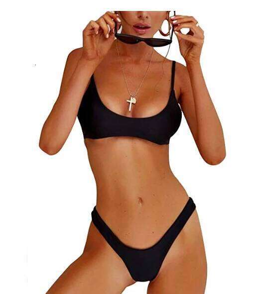 Sexy Set Women Swimsuit Solid Bikini Backless Swimwear Low Waist Bathing Suit Female Brazilian Biquini Z260301