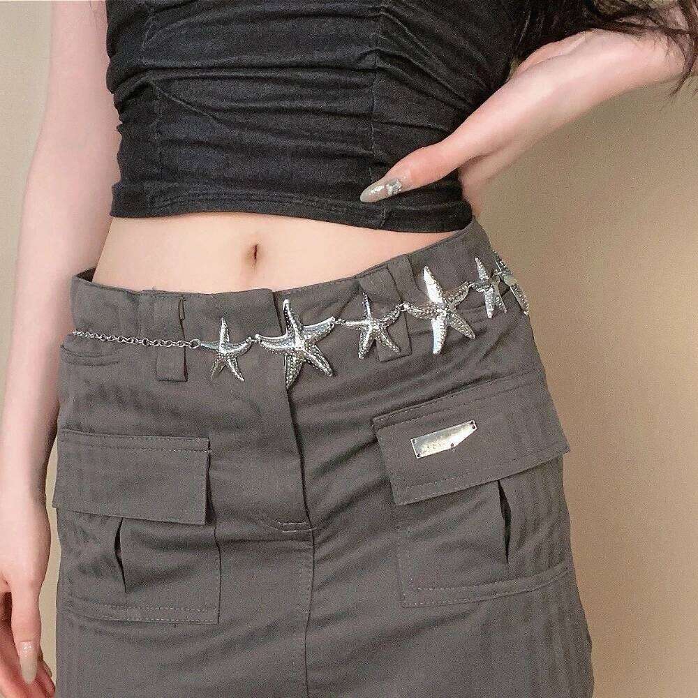 Trendy Metal Starfish Cross Waist - Niche Minimalist Body Chain Ideal for Seaside Travel Stylish Women's Accessories H260228
