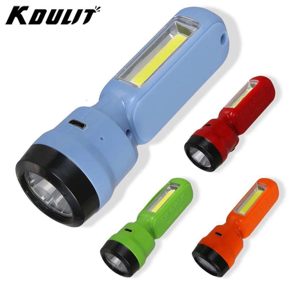 KDULIT Super Bright LED Mini Flashlights USB Rechargeable with Bulit in Battery Torch Outdoor Protable Hiking Camping Lantern Z260301