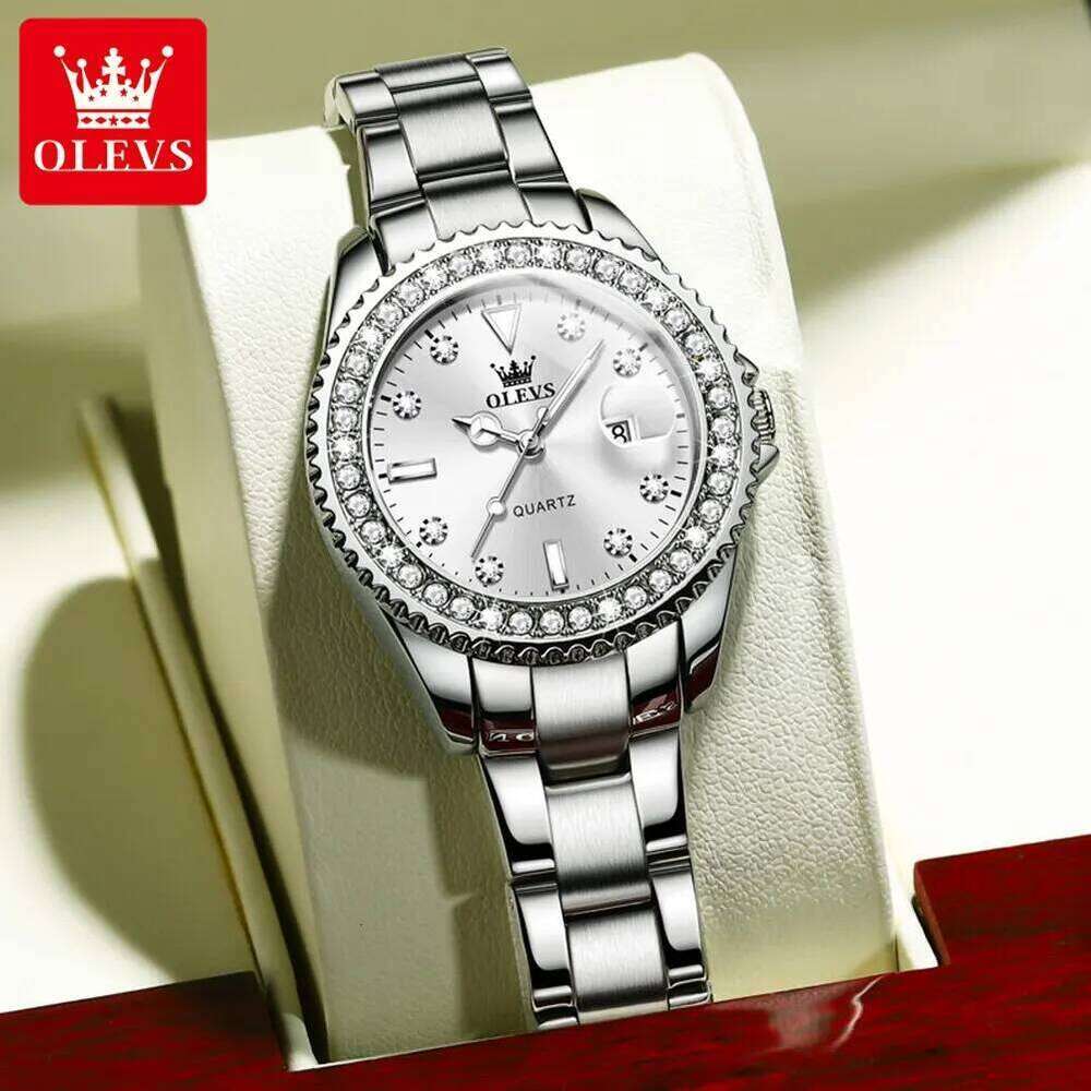 OLEVS Original Diamond Dial Quartz for Women Fashion Elegant Ladies es Stainless Steel Waterproof Women's Wrist H260228