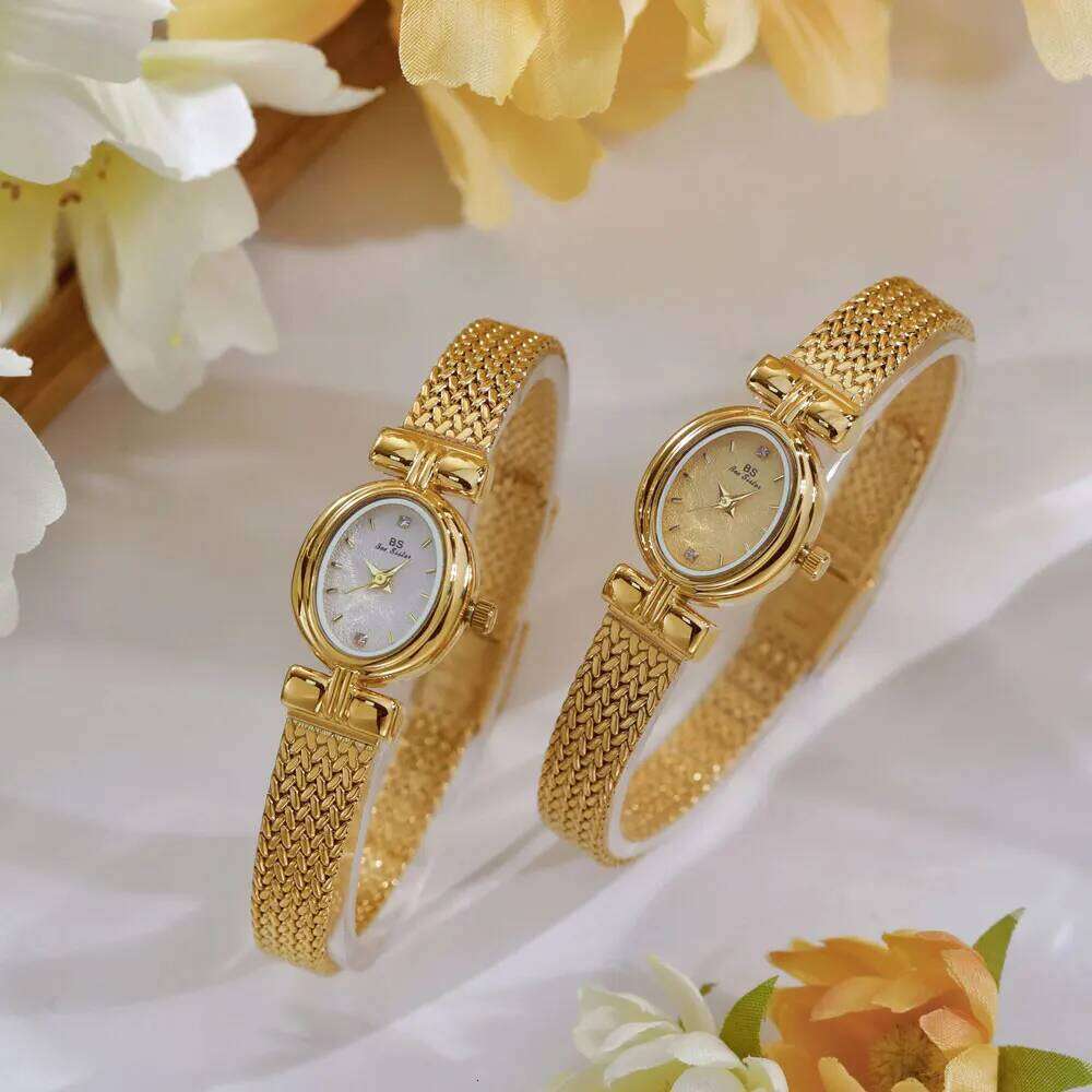 Womens Gold Quartz Small Dial Classic Wheat Ears Elegant Lady Wrist Fashion Female Dress Gift H260228