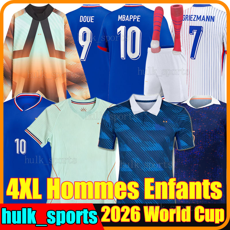 4XL 2026 france MBAPPE DOUE soccer jerseys 26/27 French club GRIEZMANN DEMBELE BARCOLA KOLO MUANI OLISE GUENDOUZI men kids kits socks sets Maillots de football shirts
