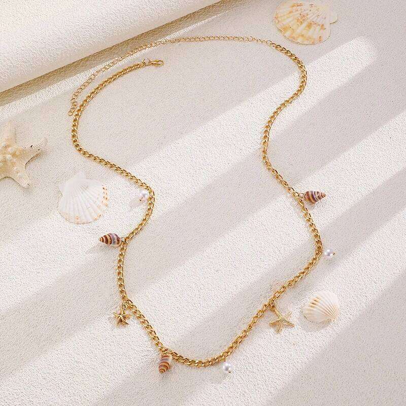 2025 Bohemian Sea Star Conch Waist Women Summer Beach Party Shell Imitation Pearl Body Chain Holiday Accessories H260228