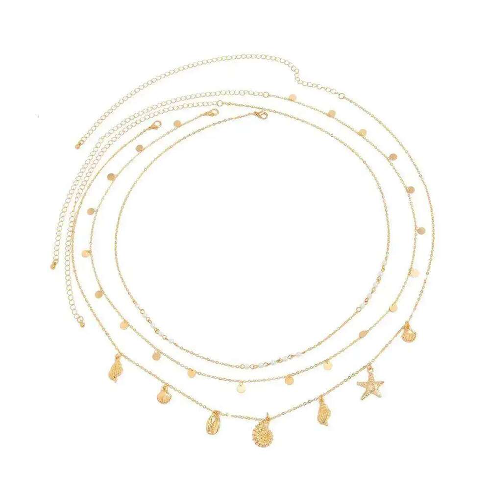 IngeSight.Z 3Pcs/Set Boho Starfish Conch Pendant Waist Belly Chain Women Summer Beach Sexy Bikinis Belt Body Jewelry Accessories H260228