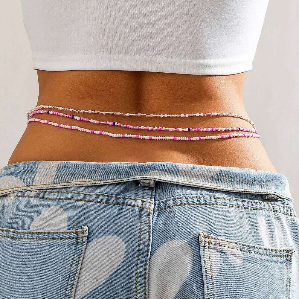 Ingemark 3Pcs/Set Boho Elastic Seed Beads Waist Belly Belt Chains Women Summer Bikini Sexy Aesthetic Body Jewelry Accessories H260228