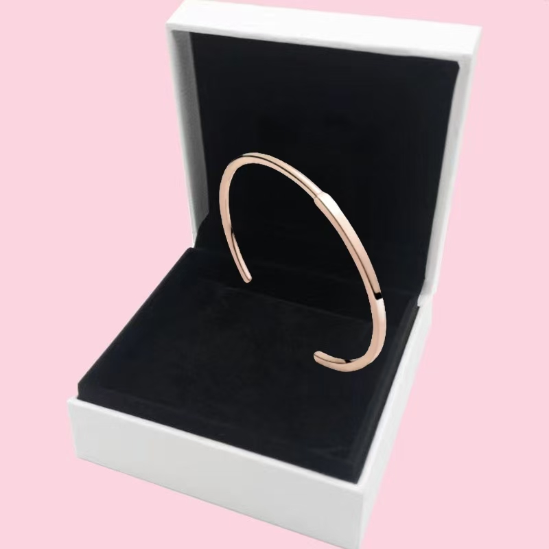 Deisgner Open Cuff Bracelets Women Authentic S925 Sterling Silver 18k Gold Filled With BOX Bangles Birthday Christmas Gifts Jewelry BR043