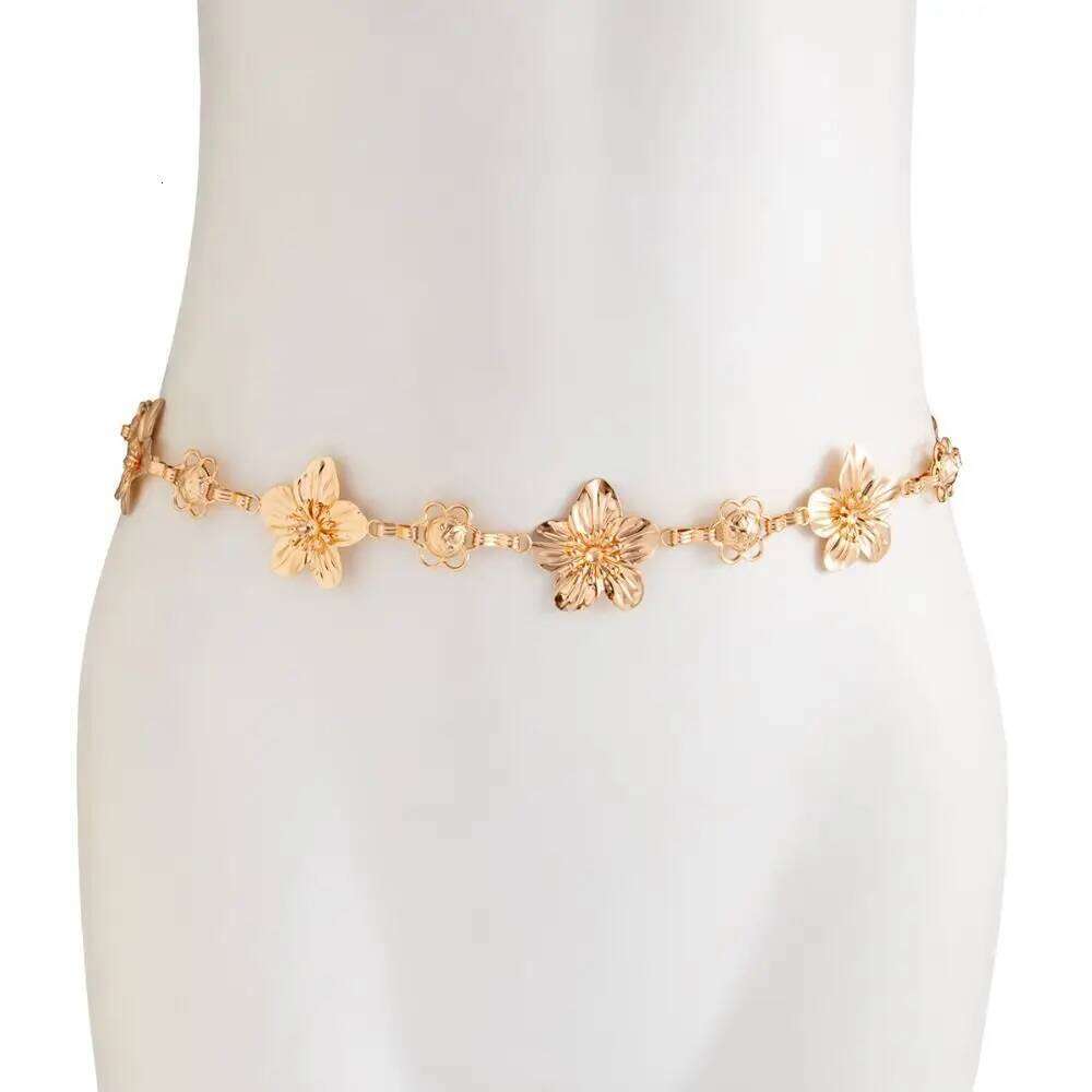 Fashion Alloy Flower Waist Ethnic Style Adjustable Sexy Ins Chain Belt Body Jewelry Accessories H260228