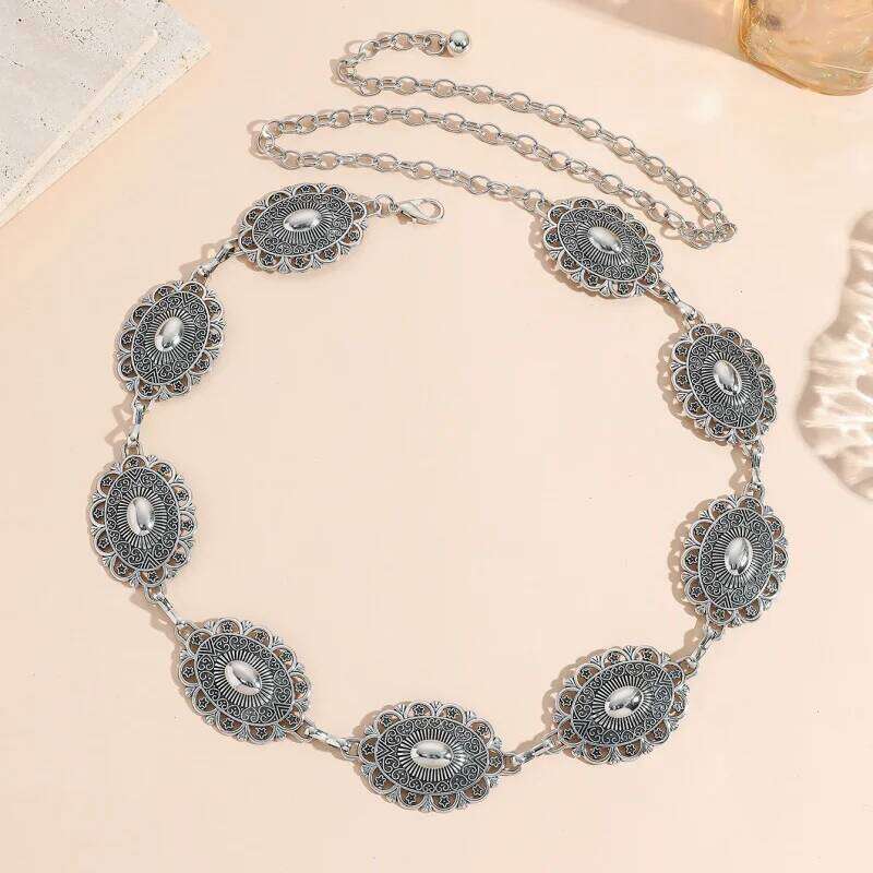 Boho Ethnic Style Retro Metal Sun Moon Waist for Women Fashion Versatile Dress Belt Belly Chain Body Jewelry Accessories H260228