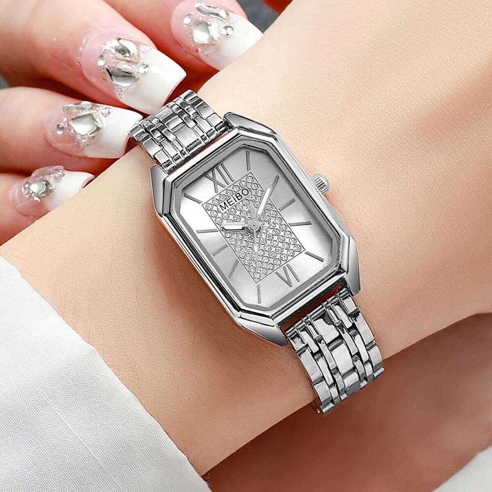 1/2PCS Fashion es Luxury Alloy Band Rectangle Quartz for Women Clock Gift Reloj MujerWithout Box H260228