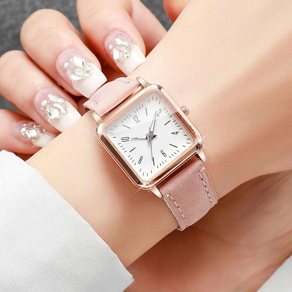 Women Fashion Leather Strap Quartz Wrist Simple Small Square Dial Reloj Mujer Girls Clock GiftWithout Box H260228