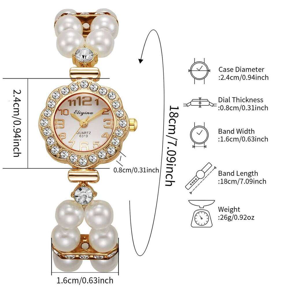 Elegant Pearl Rhinestone Strap Women Wrist Ladies Arabic Dial Quartz Reloj Mujer Girls Clock Without Box H260228
