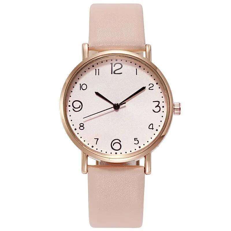 Women es Ladies Casual Arabic Numbers Leather Analog Quartz H260228