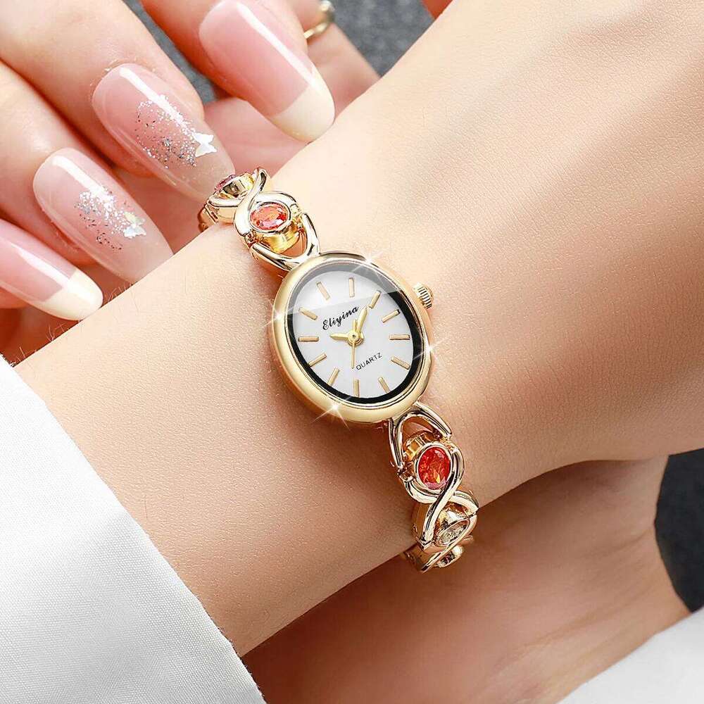 Fashion Rhinestone Strap Women es Elegant Oval Dial Ladies Quartz Wrist Reloj Mujer Girls Clock Without Box H260228