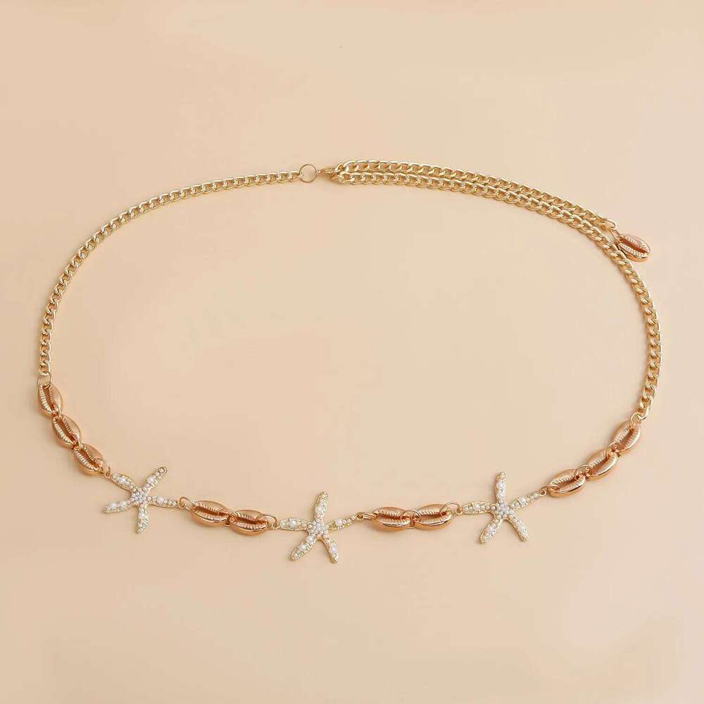 European American Summer Beach Shell Starfish Pendant Waist Sexy Hot Girl Bikini Versatile Body Chain H260228