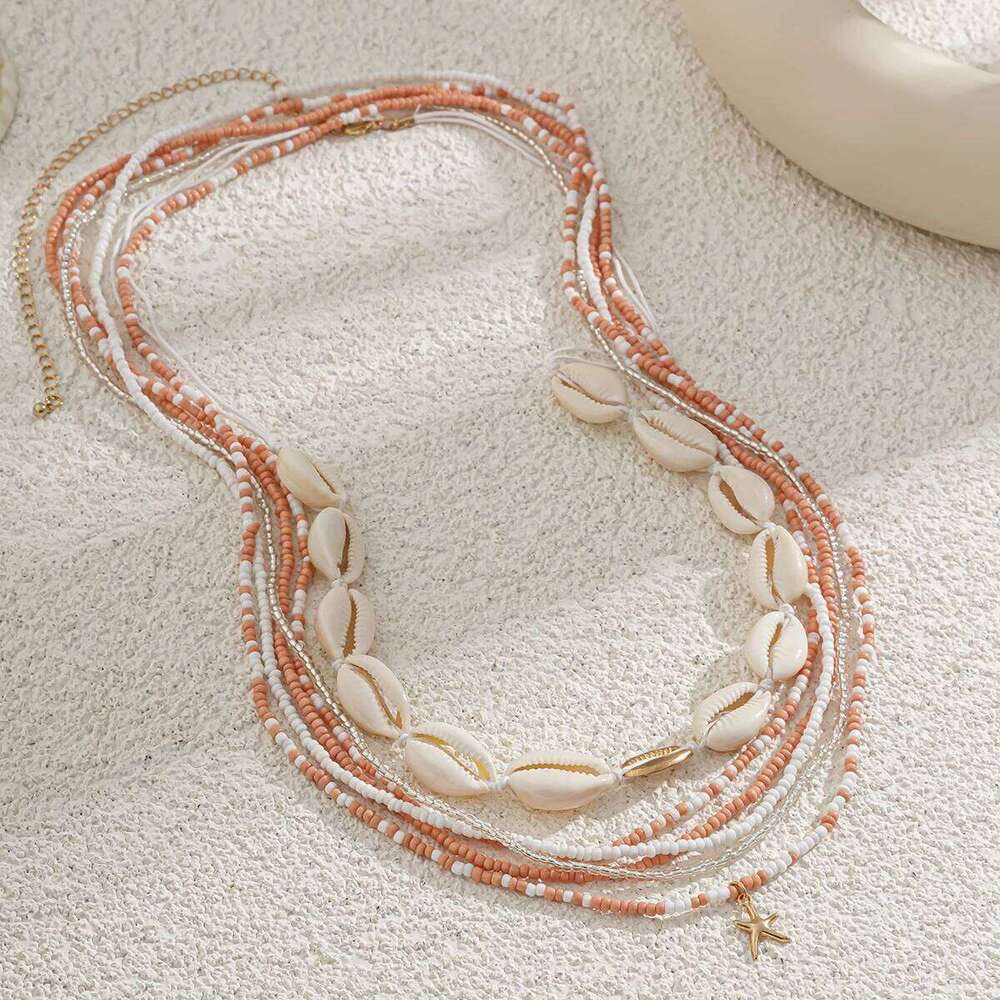 6Pcs Boho Acrylic Mixed Color Seed Bead Beaded Waist Fashion Plastic Shell Belly Chain Women's Summer Beach Body Jewelry H260228