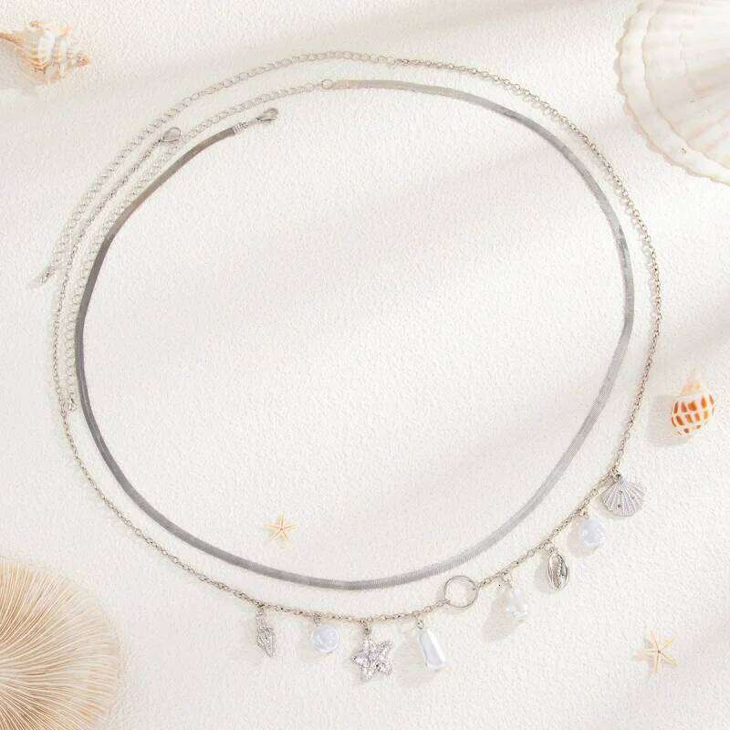 Boho Sexy Fashion Layered Tassel Starfish Waist Belly Women Summer Beach Conch Shell Pearl Body Chain Jewelry H260228