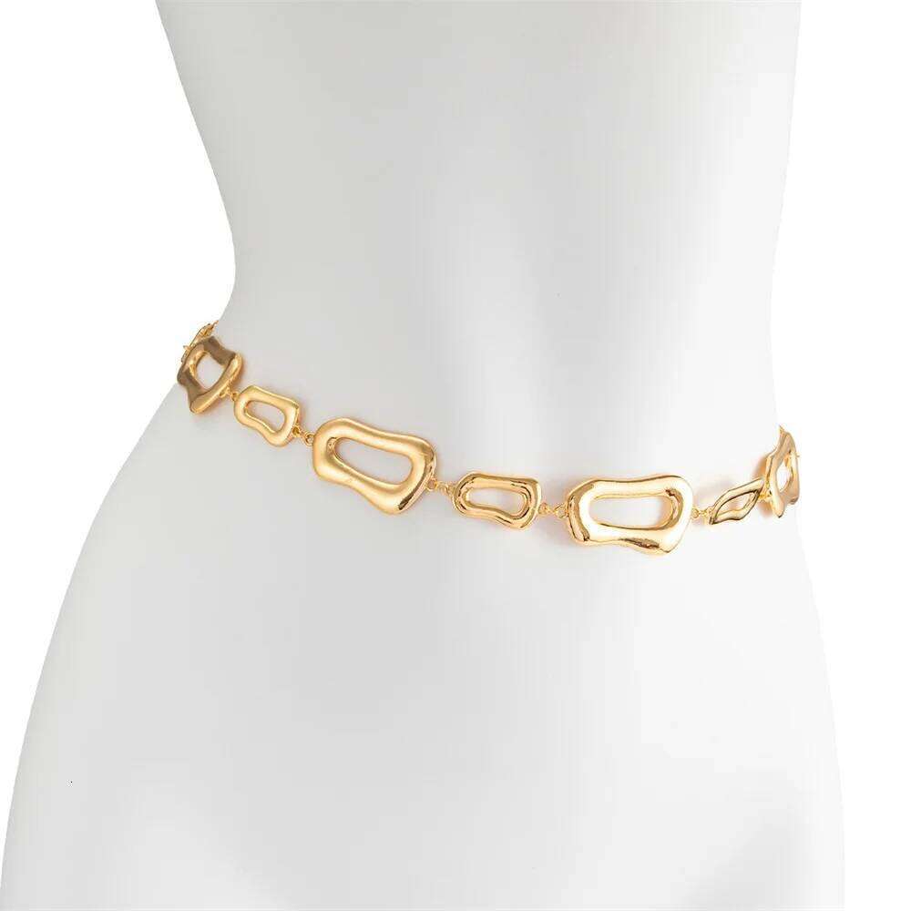 Vintage Punk Irregular Geometry Metal Waist Chain for Women Sexy Gothic Hip Hop Dress Jeans Waistband Long Fashion Jewelry H260228